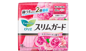 スリムガード　スイートローズの香り　特に多い昼用２５㎝ 羽つきの製品カタログページへ。