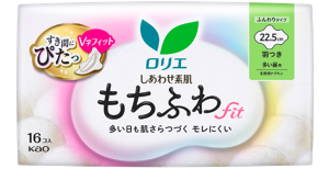 しあわせ素肌　もちふわfit　多い昼用２２.５ｃｍ　羽つきの製品カタログページへ。
