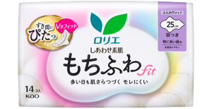 しあわせ素肌　もちふわfit　特に多い昼用２５ｃｍ　羽つきの製品カタログページへ。
