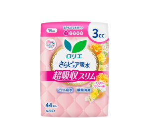 さらピュア吸水　超吸収スリム　3ｃｃ 14cm パウダリーフラワーの香り の製品カタログページへ。
