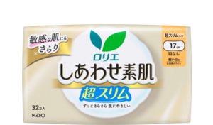 しあわせ素肌　通気超スリム　軽い日用１７ｃｍ　羽なしの製品カタログページへ。
