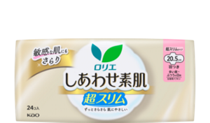 しあわせ素肌　通気超スリム　多い昼～ふつうの日用２０．５ｃｍ　羽つきの製品カタログページへ。
