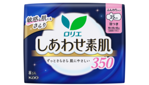 しあわせ素肌　特に多い夜用３５ｃｍ　羽つきの製品カタログページへ。