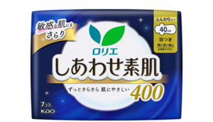 しあわせ素肌　特に多い夜用４０ｃｍ　羽つきの製品カタログページへ。