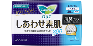 しあわせ素肌　消臭プラス　夜用３０ｃｍ　羽つきの製品カタログページへ。