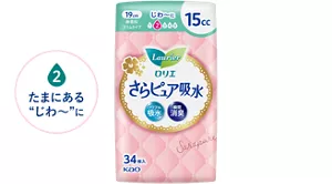 吸水レベル2　たまにある“じわ～”にのイメージ。　さらピュア吸水　１５ｃｃ 19cm 無香料 の製品カタログページへ。