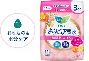 さらピュア吸水　超吸収スリム　3ｃｃ 14cm パウダリーフラワーの香り の製品カタログページへ。