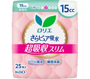 さらピュア吸水　超吸収スリム　15cc　19cmの製品カタログのページへ。