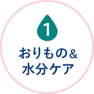 吸水レベル1　おりもの＆水分ケアのイメージ。