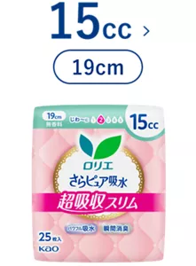 さらピュア吸水　超吸収スリム　１５ｃｃ（19cm）の製品カタログのページへ。