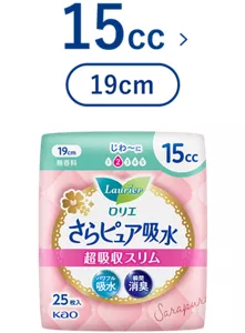 さらピュア吸水　超吸収スリム　１５ｃｃ（19cm）の製品カタログのページへ。