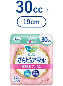 さらピュア吸水　超吸収スリム　３０ｃｃ （19cm）の製品カタログのページへ。