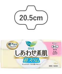 ロリエ　しあわせ素肌　通気超スリム　多い昼～ふつうの日用２０．５ｃｍ　羽つきの製品カタログページへ。