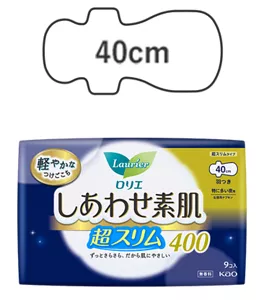 ロリエ　しあわせ素肌　通気超スリム　特に多い夜用４０ｃｍ　羽つきの製品カタログページへ。