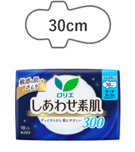 ロリエ　しあわせ素肌　多い夜用３０ｃｍ　羽つきの製品カタログのページへ。