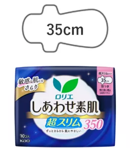 ロリエ　しあわせ素肌　通気超スリム　特に多い夜用３５ｃｍ　羽つきの製品カタログページへ。