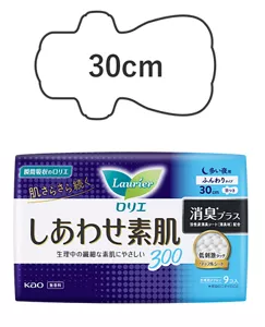 ロリエ　しあわせ素肌　消臭プラス　夜用３０ｃｍ　羽つきの製品カタログページへ。