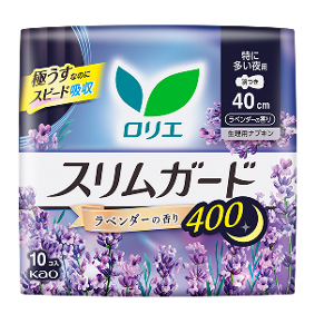ロリエ　スリムガード　ラベンダーの香り　特に多い夜用４００の製品カタログのページへ。