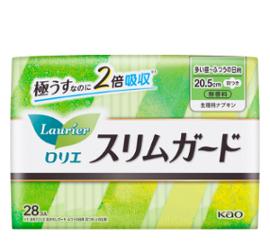 ロリエ　スリムガード　多い昼～ふつうの日用羽つきの製品カタログのページへ。