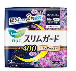 ロリエ　スリムガード　ラベンダーの香り　特に多い夜用４００の製品カタログのページへ。