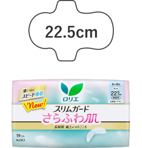 スリムガード　さらふわ肌　多い昼用２２.５ｃｍ　羽つきの製品カタログページへ。