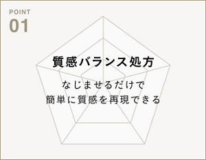 POINT01 　質感バランス処方　なじませるだけで簡単に質感を再現できる
