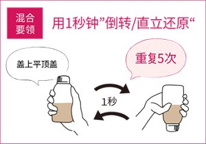 混合 要领 用1秒钟”倒转/直立还原“ 盖上平顶盖 １秒 重复5次