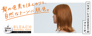 髪の色素をほんのりと、自然なトーンに脱色。 リーゼ泡ブリーチ