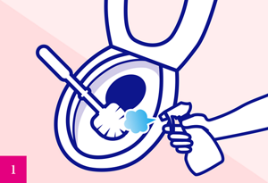 トイレブラシにスプレーしているイメージ