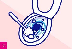 ブラシをトイレの水ですすいでいるイメージ