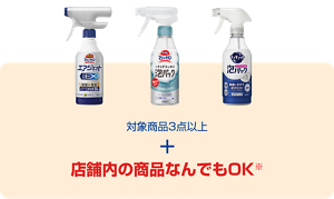 対象商品3点以上 + 店舗内の商品なんでもOK※