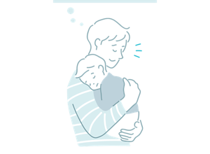 父親と父親に抱かれて眠る子どものイラスト
