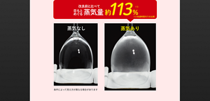 改良前と比べて目もとめぐる蒸気量 約113%※3 ※3快適時間内での比較 条件によって見え方が異なる場合があります