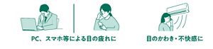PC、スマホ等による目の疲れに 目のかわき・不快感に