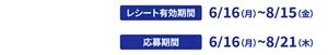 【第2弾】レシート有効期間：6/16（月）～8/15（金）／応募期間：6/16（月）～8/21（木）