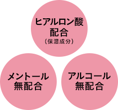 ヒアルロン酸配合（保湿成分）　メントール無配合　アルコール無配合