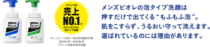 メンズビオレの泡タイプ洗顔は 押すだけで出てくる“もふもふ泡”。 肌をこすらず、うるおい守って洗えます。 選ばれているのには理由があります。