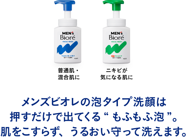 泡タイプ洗顔│花王 メンズビオレ