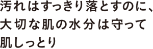 汚れはすっきり落とすのに、大切な肌の水分は守って肌しっとり