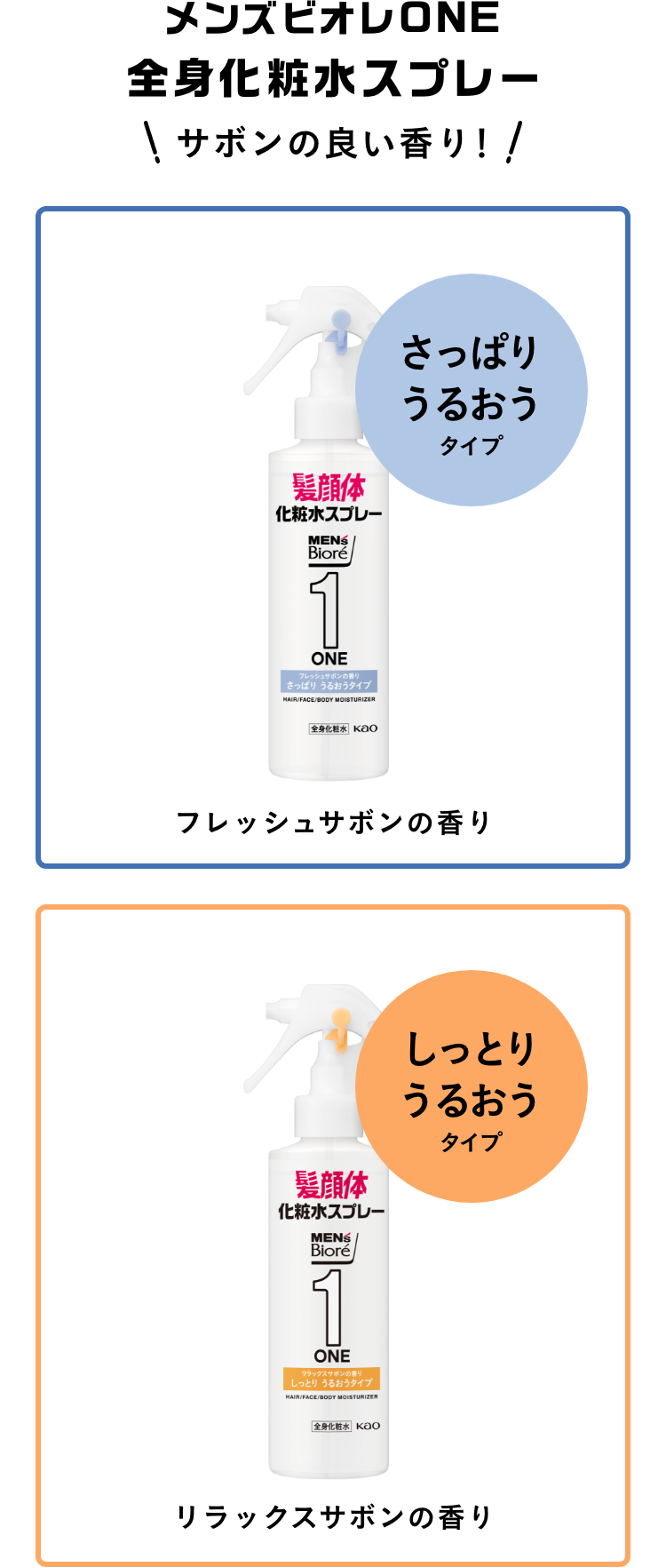 メンズビオレONE 全身化粧水スプレー｜メンズビオレ｜花王株式会社