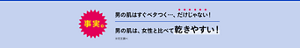 事実。男の肌はすぐベタつく…、だけじゃない！男の肌は、女性と比べて乾きやすい！※花王調べ