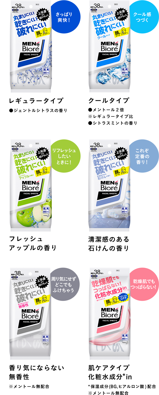 洗顔シート 商品ラインナップ 花王 メンズビオレ 洗顔シート 商品ラインナップ 花王 メンズビオレ