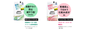 フェイスシートの中のケアタイプ商品は皮脂テカリを防止して超サラ肌続くさわやかなシトラスの香りと乾燥肌も潤う化粧水成分inのマイルドフローラルの香りの2種類展開です。