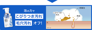 泡の力でこびりつき汚れ毛穴汚れオフ！