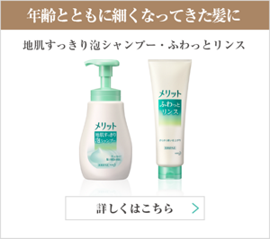 年齢とともに細くなってきた髪に　地肌すっきり泡シャンプー・ふわっとリンス　　詳しくはこちら