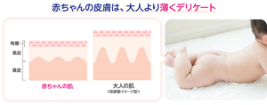 赤ちゃんの皮膚は、大人より薄くデリケート