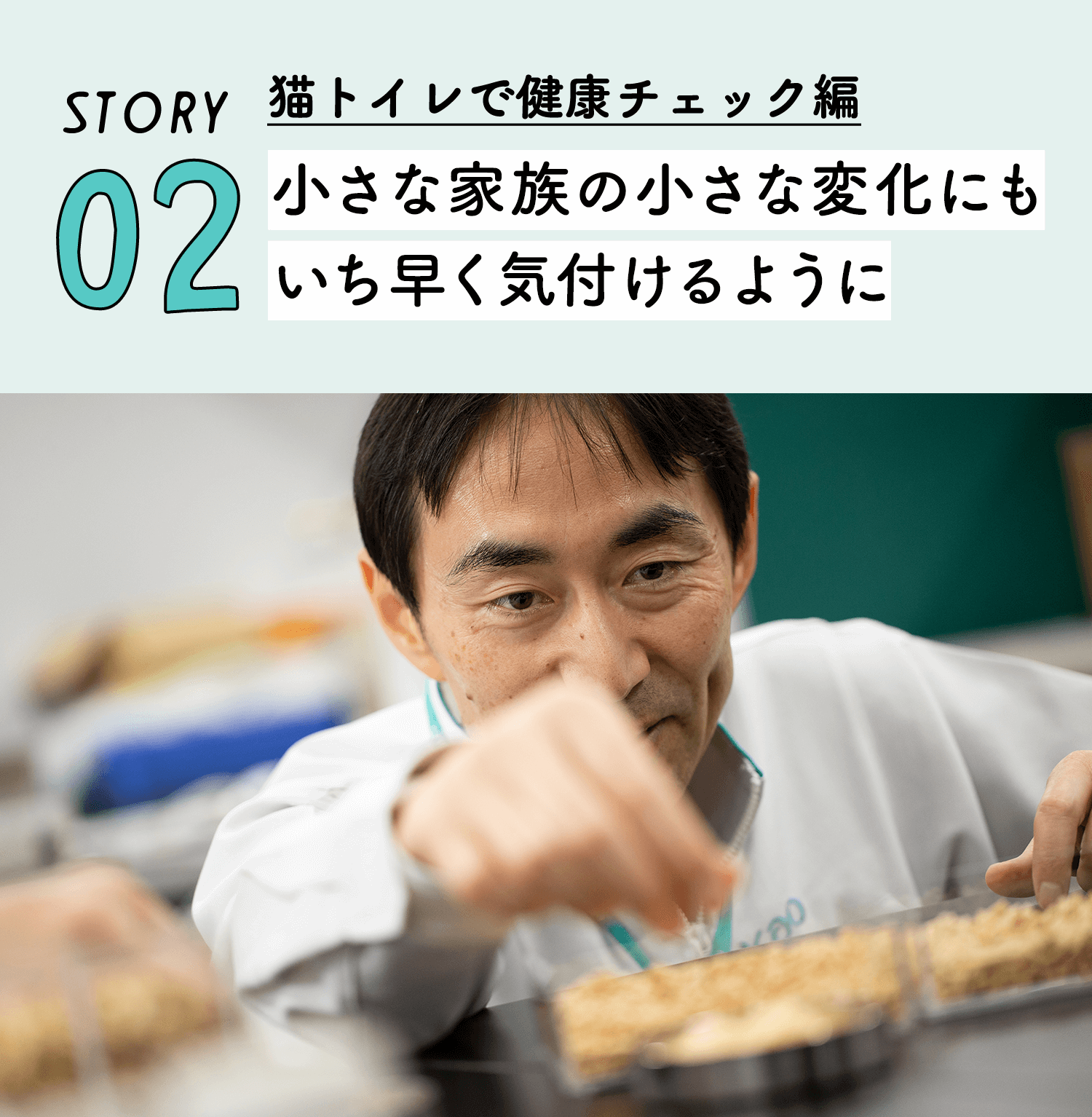 Story 02 猫トイレで健康チェック編 ニャンとも開発ストーリー ニャンとも清潔トイレ 猫用システムトイレ 花王株式会社 Story 02 猫トイレで健康チェック編 ニャンとも開発ストーリー ニャンとも清潔トイレ 猫用システムトイレ 花王株式会社