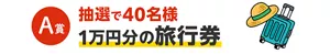 A賞：抽選で40名様 1万円分の旅行券