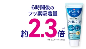 6時間後のフッ素吸着量 約2.3倍(＊1)（＊1 ピュオーラRd1比）