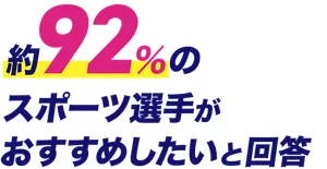 約92％のスポーツ選手がおすすめしたいと回答